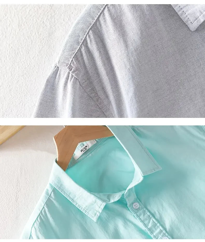 Men's Clothing Short Sleeve Shirt Square Neck Business Casual Cotton Workwear Stylish Summer Top Trendy New