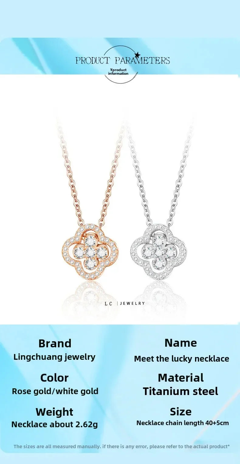 18K Gold Plated Fashion Classic Viral Clovers Pendant Necklace 2 in 1 Convertible women Titanium Steel Jewelry Accessories Gifts