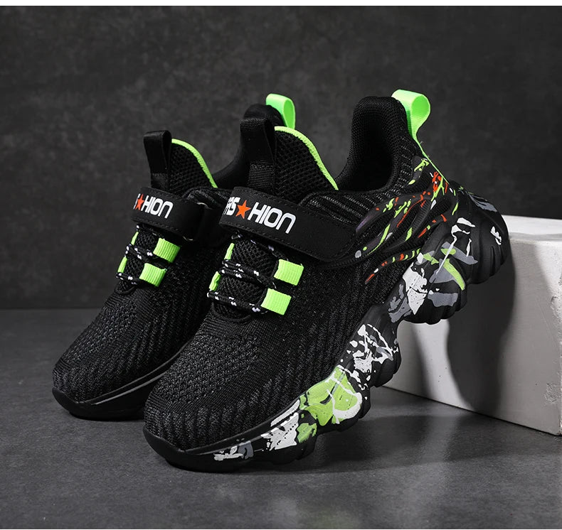 Autumn Children Fashion Sports Shoes High Quality Outdoor Sneakers Boys Girls PU Leisure Trainers Shoes Kids Casual Sneaker