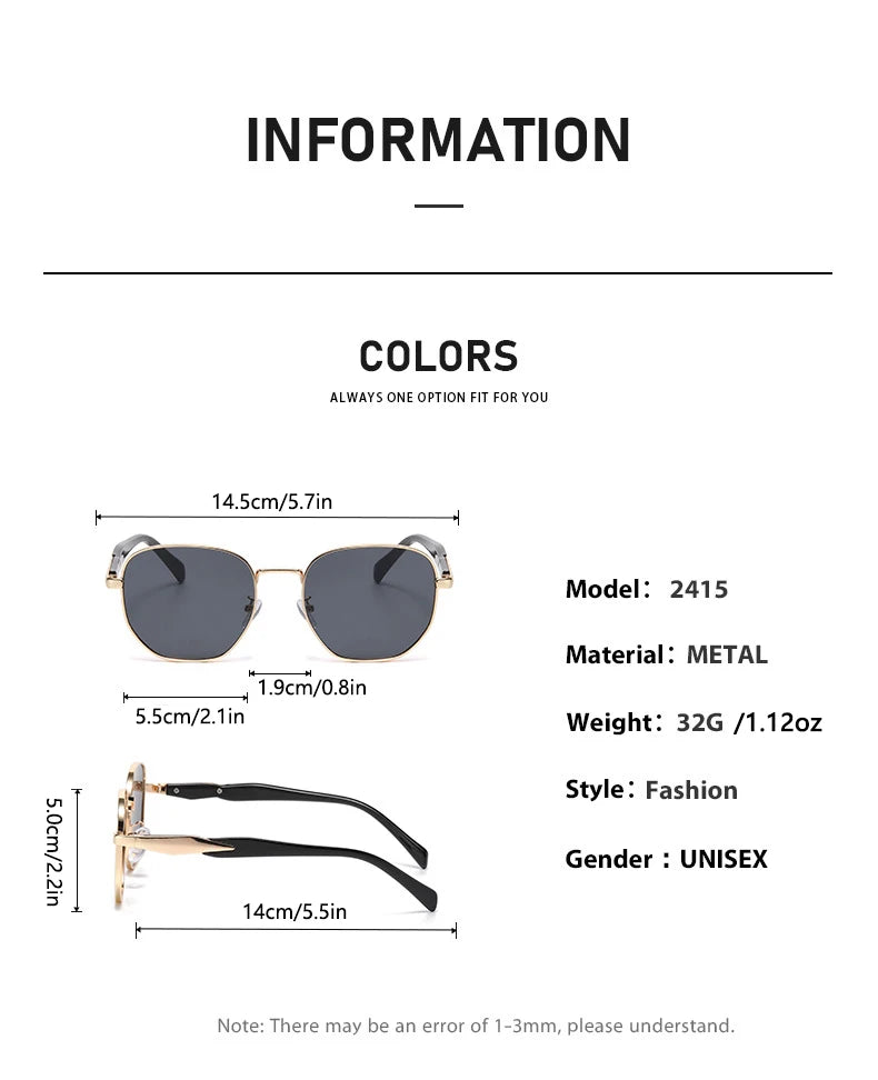 Street Photography Sunglasses For Women, Metal Fashion Uv Anti-retro Round Frame Trendy Personalized Car Sunglasses 2415