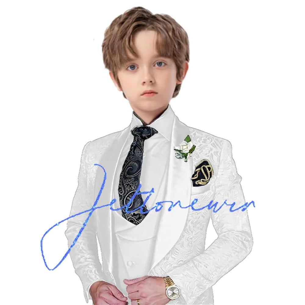 Jacquard Suit for Boys Party Dress Wedding Tuxedo 3 Piece Suit Custom Kids Suit 3T-16T Slim Fit Outfit