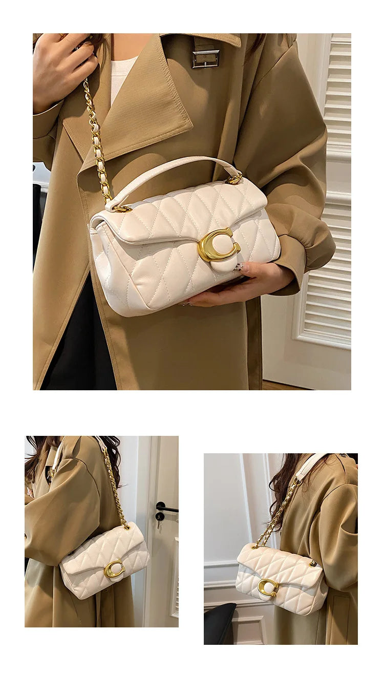 Luxury Fashion Women's Chain Handbag PU Leather Girls Shoulder Messenger Bag Brand lightweight Commuting Bag Tassel Square Bag