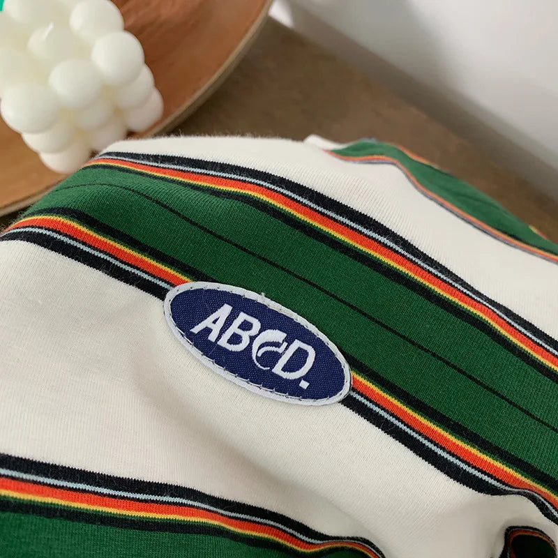 Children's Striped T-shirts For Boys Girls From 2 To 10 Years Old Kids Summer Tees Cotton Loose T Shirt Casual Kids Tops