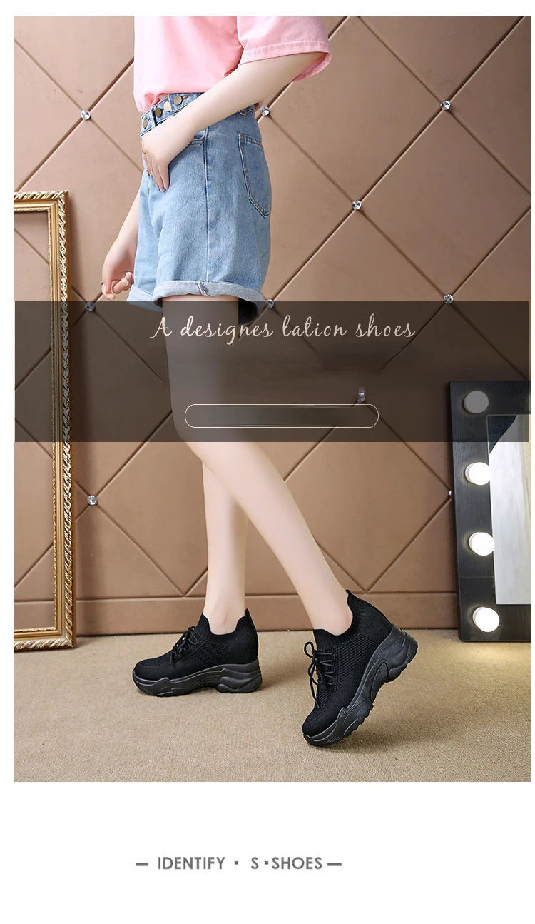 Hidden Heels Women Platform Sneakers Mesh Breathable Casual Shoes for Women Fashion Outdoor Women Running Shoes tenis de mujer