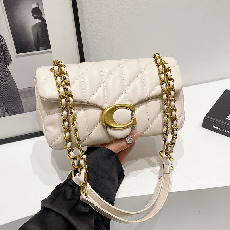 Luxury Fashion Women's Chain Handbag PU Leather Girls Shoulder Messenger Bag Brand lightweight Commuting Bag Tassel Square Bag