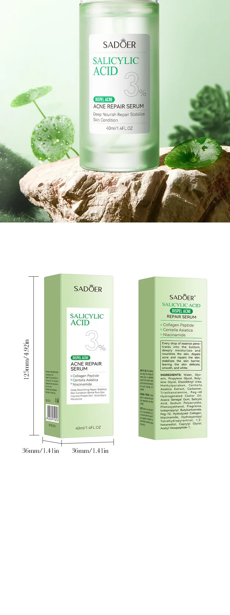 Salicylic Acid Cleansing Essence Lotion Moisturizing and Hydrating Face Cream Acne Amino Acid Skin Care Series