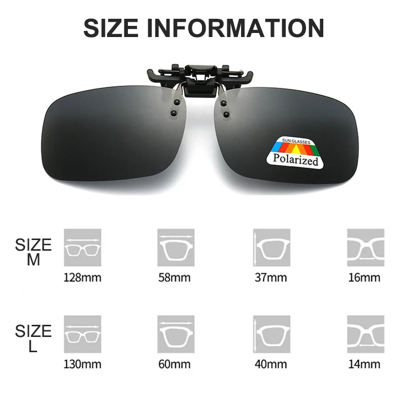 Polarized Clip Sunglasses 2Pcs Set Myopia Glasses Clip Driver Fishing Night Vision Myopia Clipon Sun Shading Eyeglasses