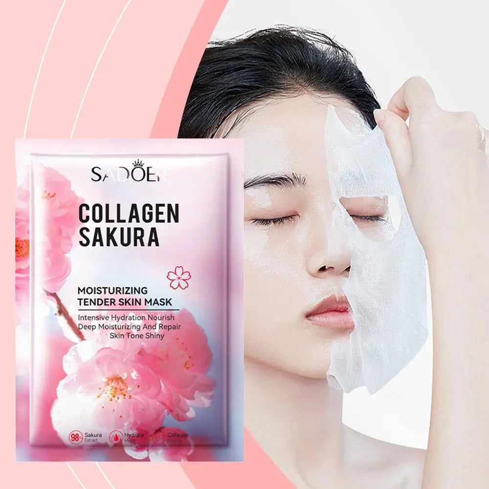 Sakura Collagen Face Mask Moisturizing Firming anti-Wrinkles fading Fine Lines Facial Mask Beauty Skin Care 1/3/5/10pcs