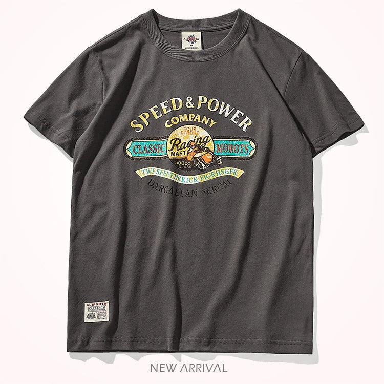 Short sleeve t-shirt men's European and American trend half sleeve washed cotton summer new youth leisure round neck T