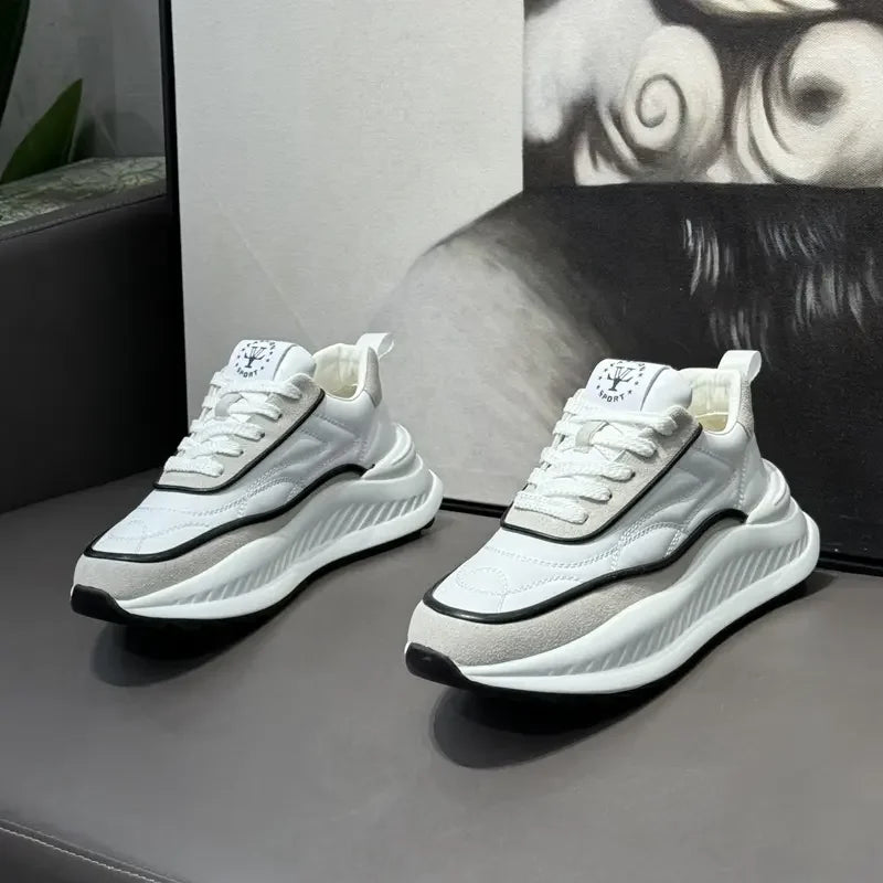 Chunky Sneakers Mens Designer Running Shoes Fashion Casual Microfiber Leather Upper Height Increased Flat Platform Sport Shoes