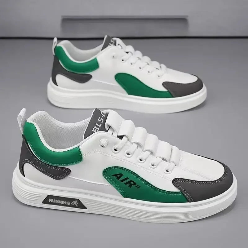 Men's Low Top Leather Sneakers - Fashionable Running & Casual Lace - Up Shoes