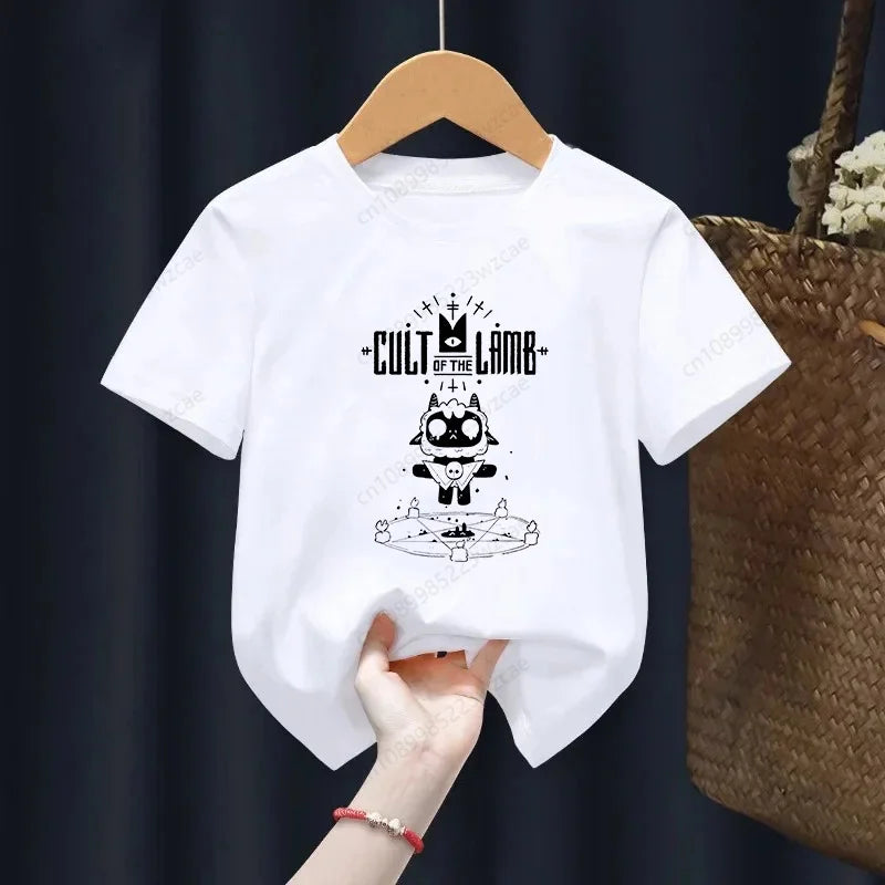 Kids Summer Girls & Boys Funny Tshirt Children Print Cartoon Cult of The Lamb T-shirt Fashion Casual Baby Clothes