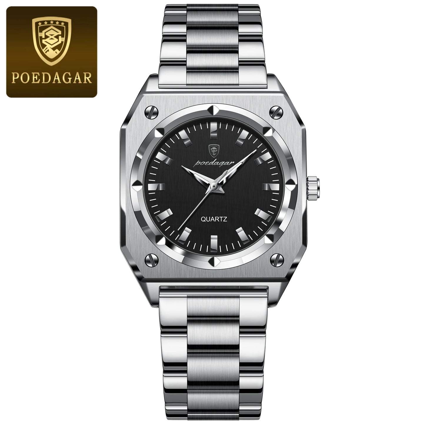 POEDAGAR Fashion Square Ladies Wristwatch Stainless Steel Waterproof Luminous Woman Watch Elegant Luxury Women's Quartz Watches