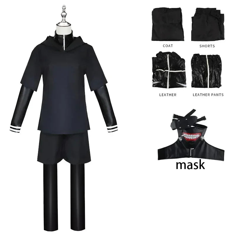 2025halloweenTakGhoul Anime Cosplay Costumes pour hommes, veste à capuche, pantalon, short, ensemble complet de tenues, perruque