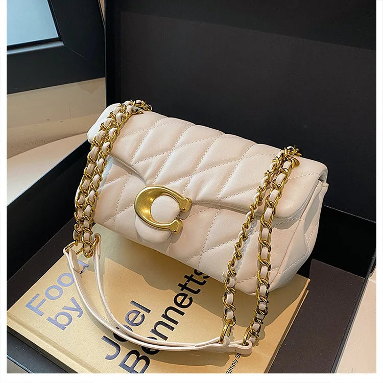 Luxury Fashion Women's Chain Handbag PU Leather Girls Shoulder Messenger Bag Brand lightweight Commuting Bag Tassel Square Bag