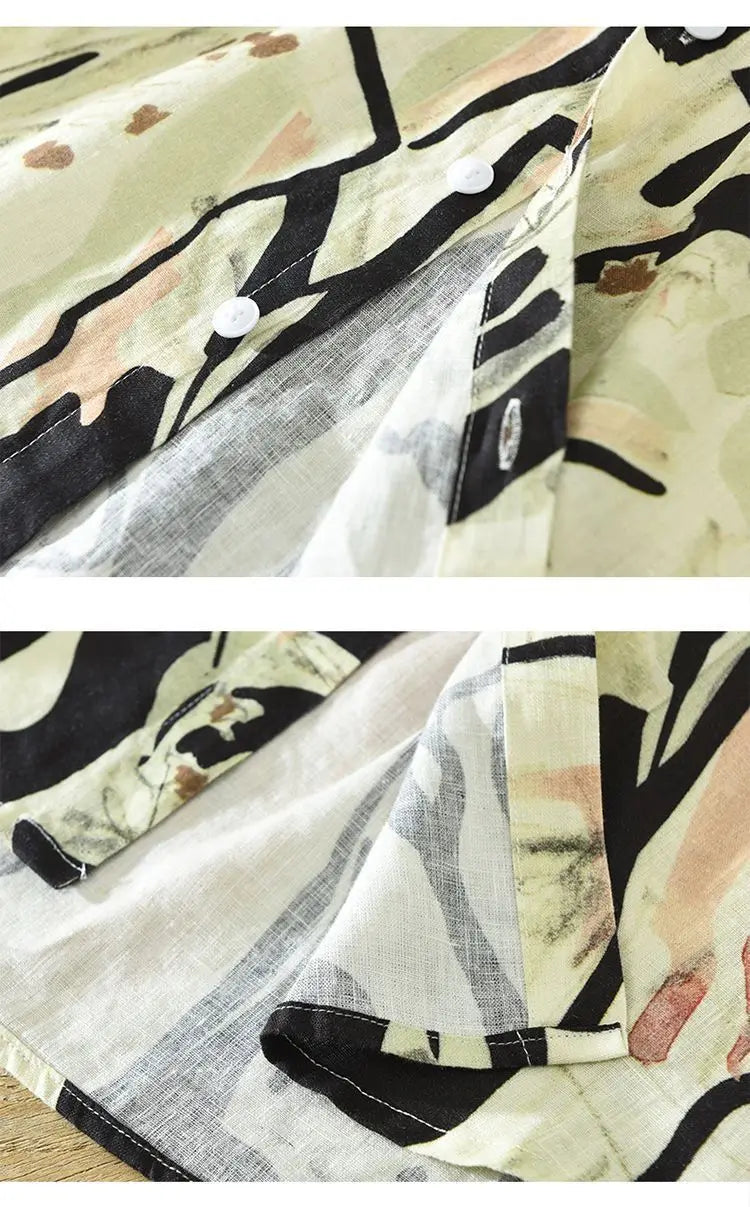 Short Sleeve  Fashion Turn-down Collar Simple Comfortable Versatile Selling Trend Temperament Comfortable Shirts Tops Print Men