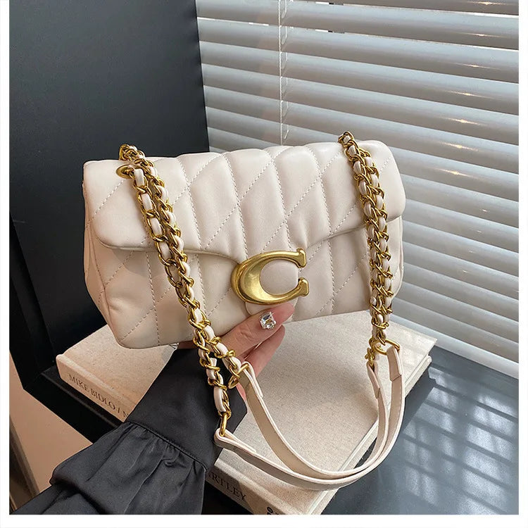 Luxury Fashion Women's Chain Handbag PU Leather Girls Shoulder Messenger Bag Brand lightweight Commuting Bag Tassel Square Bag