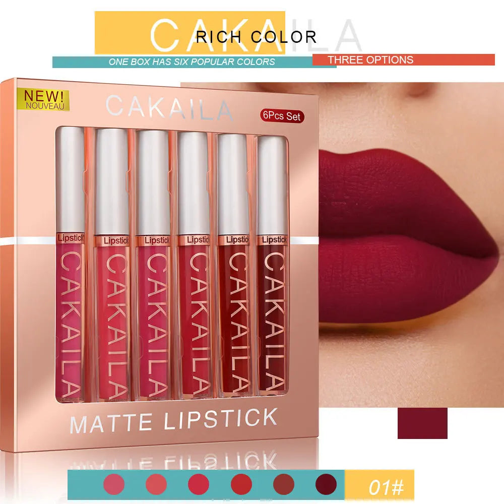 6 Pack Lip Gloss Set Matte And Long-Lasting Color Retention
