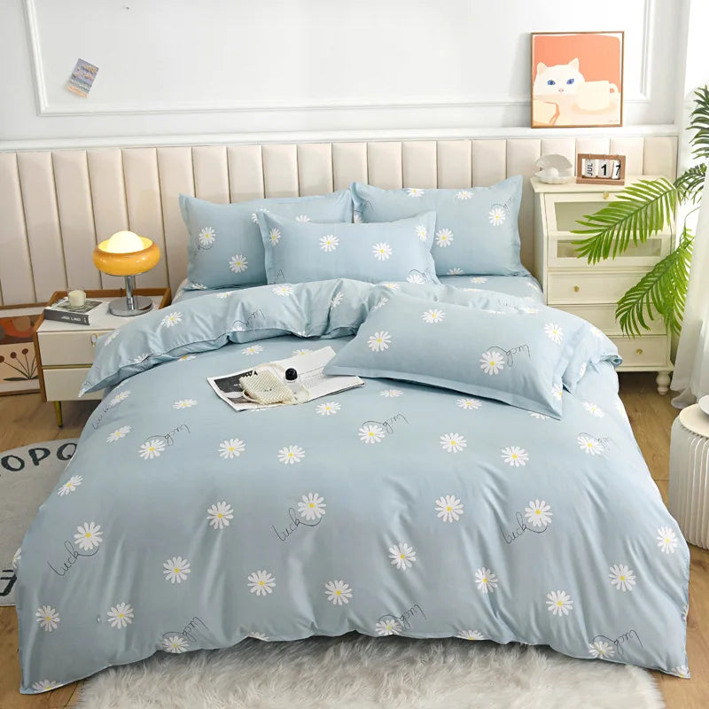 Single Pastoral Style Printed Comforter Cover 1 Pcs Skin Friendly Washed Cotton Quilt Cover Queen King Bedding for Four Seasons