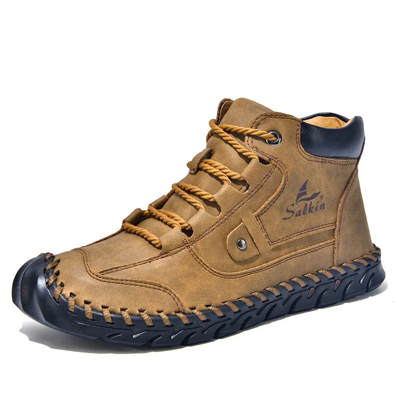 New 2025 Handmade Men Boots Design Sneakers Man Outdoor Casual Leather Men Shoes Ankle Boots Fall Breathable Hot Sale Men Shoes