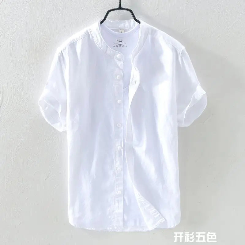 Men's Clothing Short Sleeve Shirt Square Neck Business Casual Cotton Workwear Stylish Summer Top Trendy New