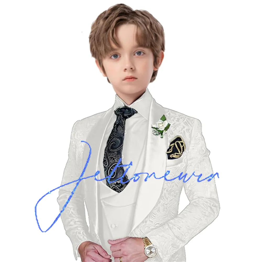 Jacquard Suit for Boys Party Dress Wedding Tuxedo 3 Piece Suit Custom Kids Suit 3T-16T Slim Fit Outfit