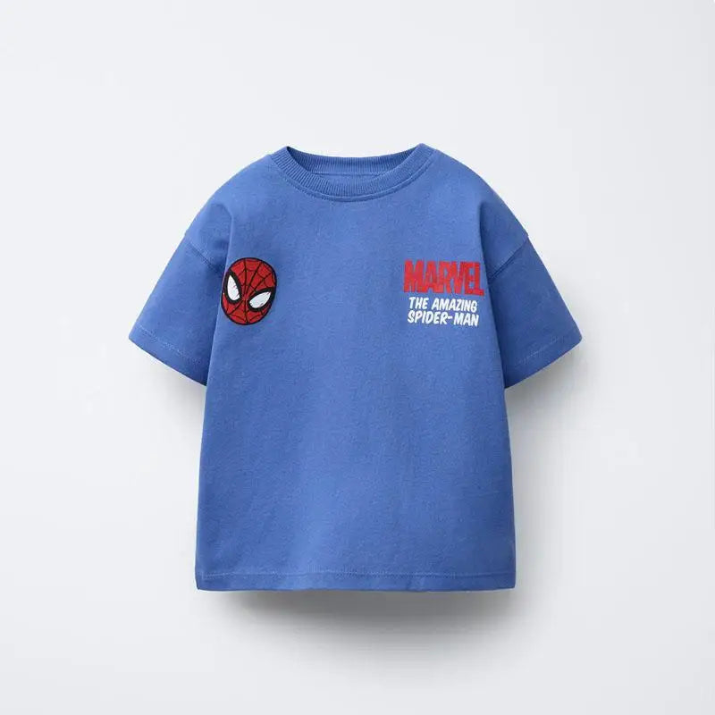Boys Cartoon T Shirt Casual Loose Pure Cotton Short Sleeve Bottoming Shirt Girls Baby New Printed Tees Cute Round Neck Tops