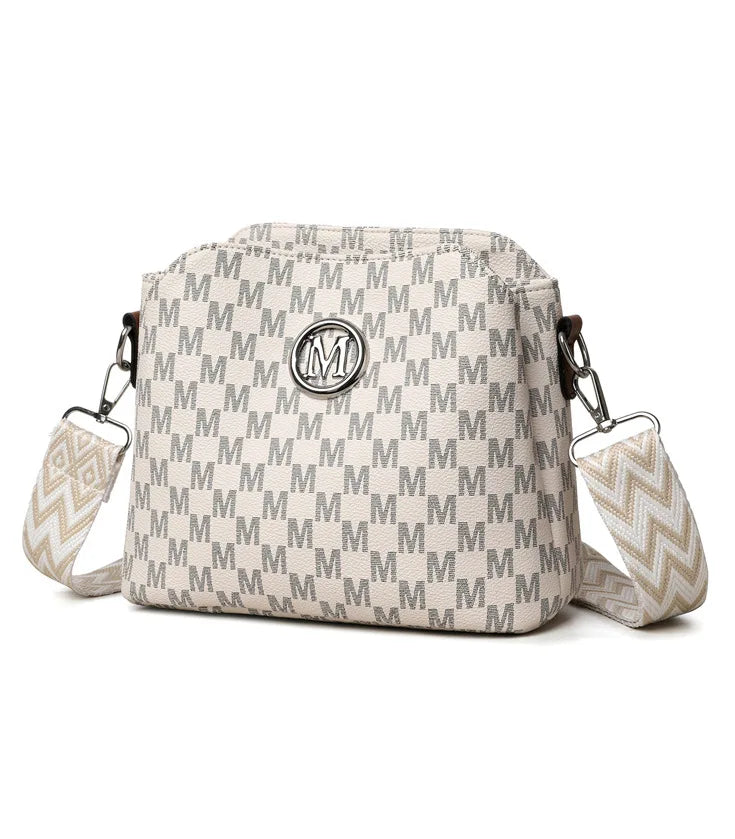 Synthetic Faux Leather Shoulder Bag For Women Retro Crossbody Bag with Golden "M" Monogram, Purse Work, Travel, Parties & Gifts