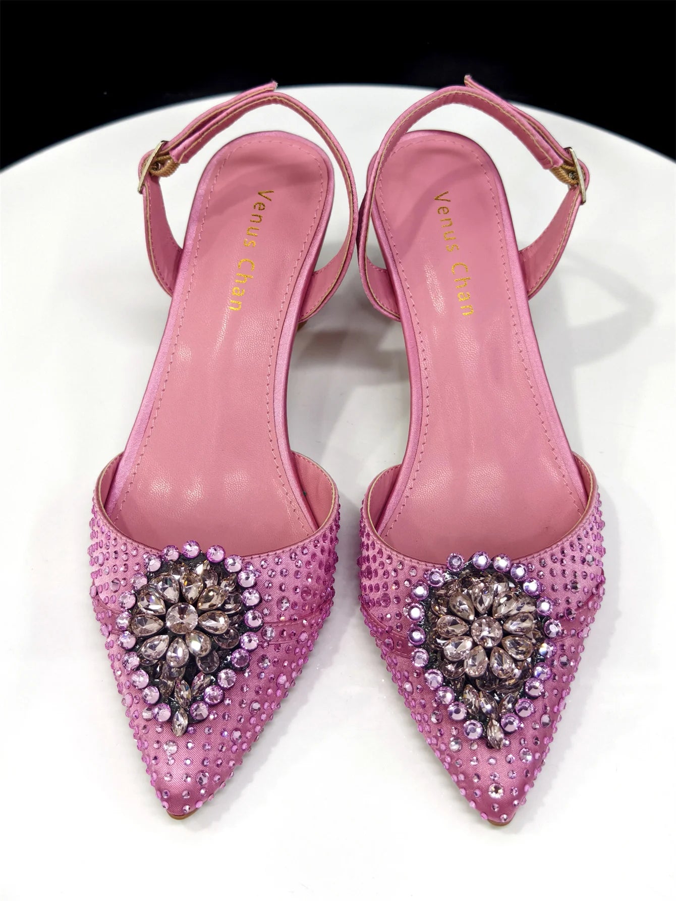 Pointed Toe High Heels Sandals for Women 2025 Elegant Blue Diamond Pumps Italian Shoes and Bags Matching Set