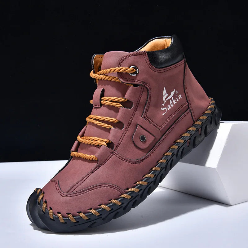 New 2025 Handmade Men Boots Design Sneakers Man Outdoor Casual Leather Men Shoes Ankle Boots Fall Breathable Hot Sale Men Shoes