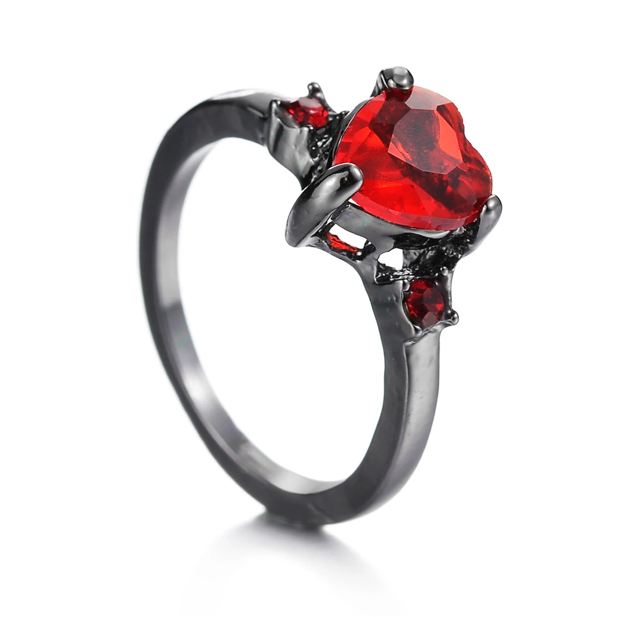 MeMolissa 2pcs Stainless Steel Red Crystal Ring Set For Men Women New Fashion Couple Rings Jewelry Gifts