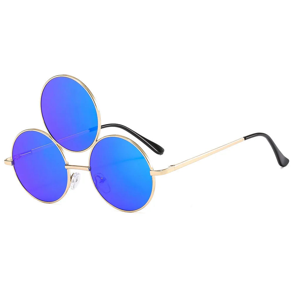 Sunglasses Third Lenses 3 Eyes Round Women Metal Fashion Vintage Sun Glasses For Men Fashion Eyewear  Shades UV400 New 2023
