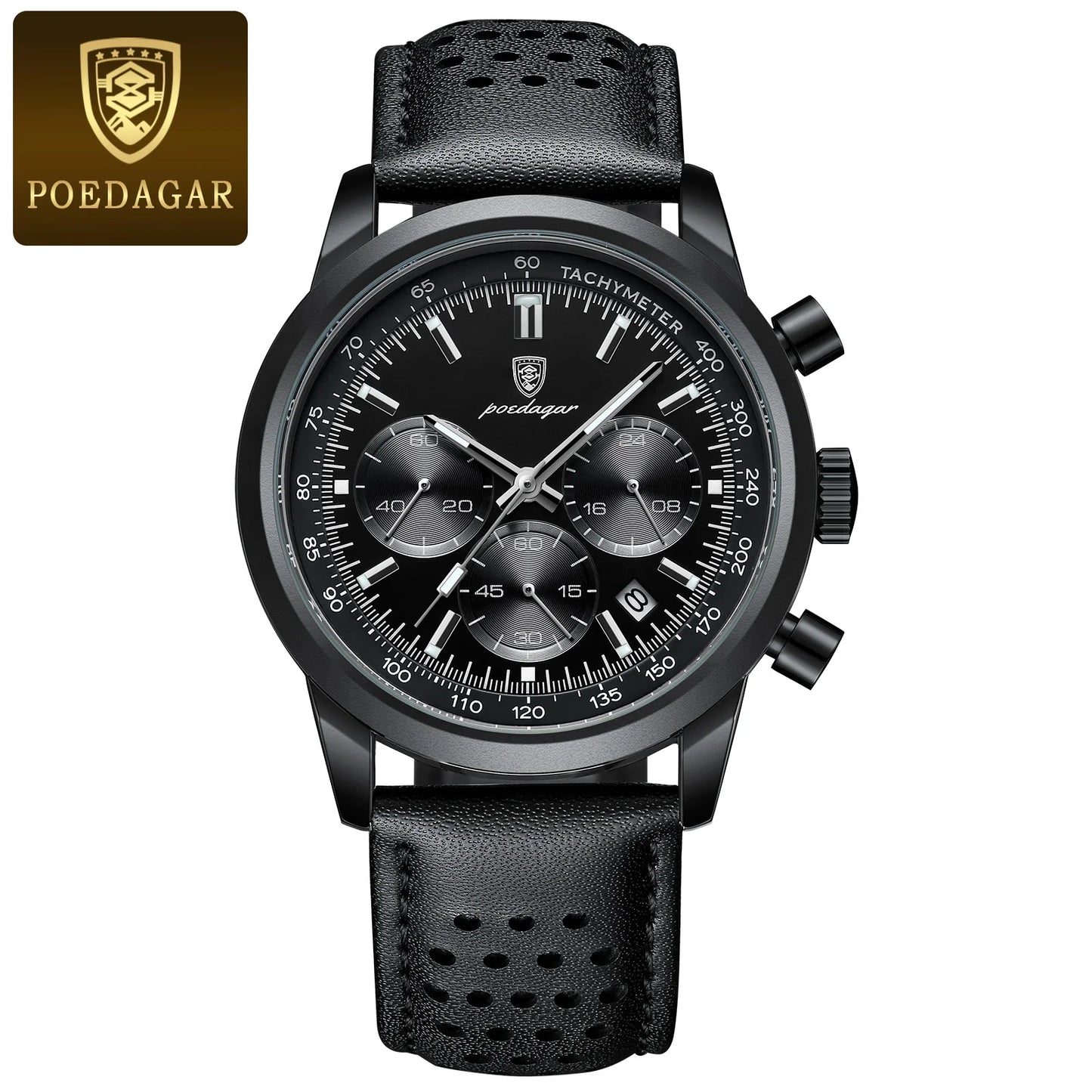 POEDAGAR Luxury Man Watch High Quality Waterproof Chronograph Luminous Men's Wristwatch Leather Men Quartz Watches Casual Clock