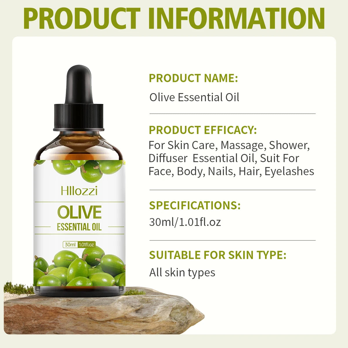 Olive essential oil, with a unique natural olive scent, extracted from plant essence, is suitable for body care and hair care.