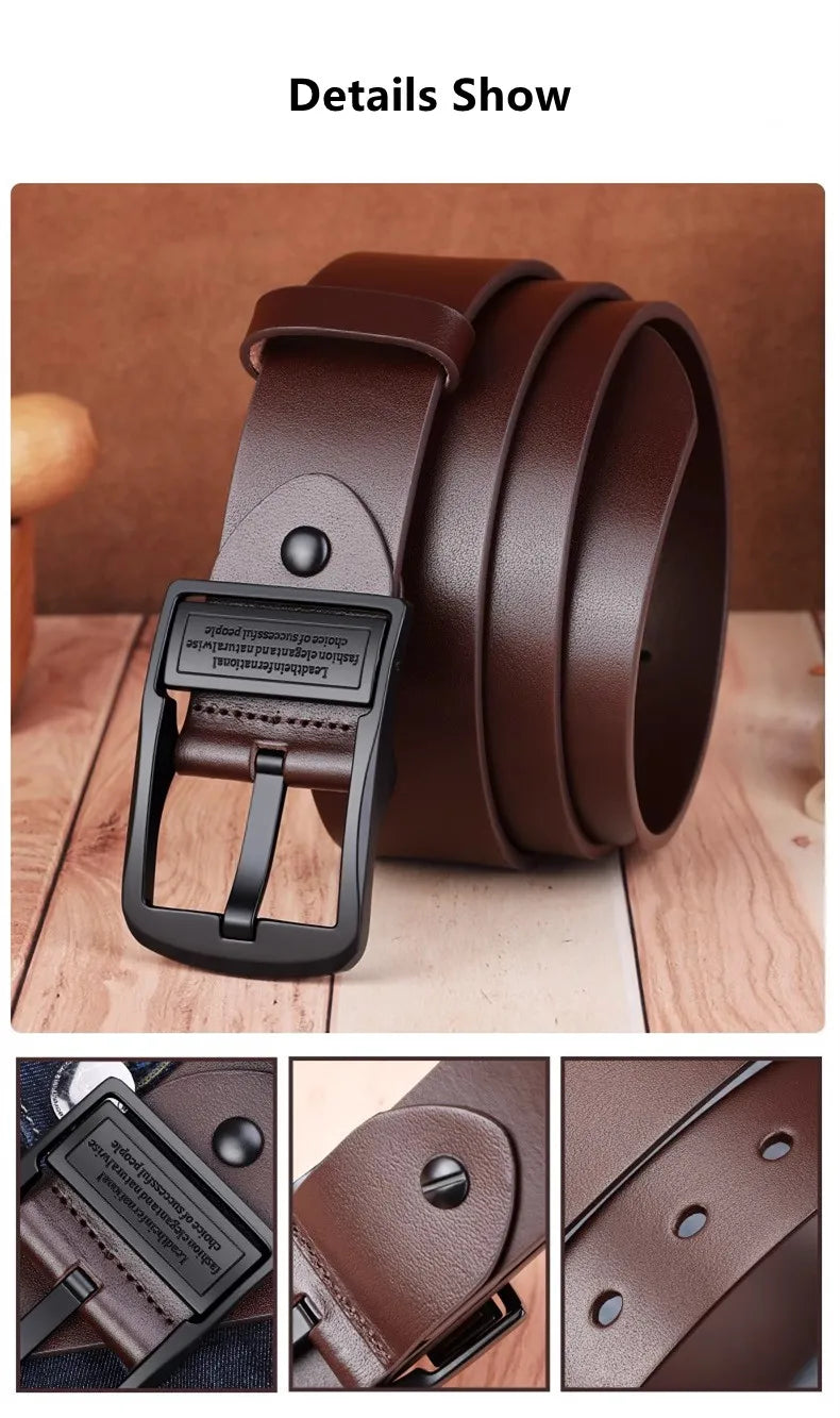 Leather For Men's High Quality Buckle Jeans Cowskin Casual Belts Business Cowboy Waistband Male Fashion Designer