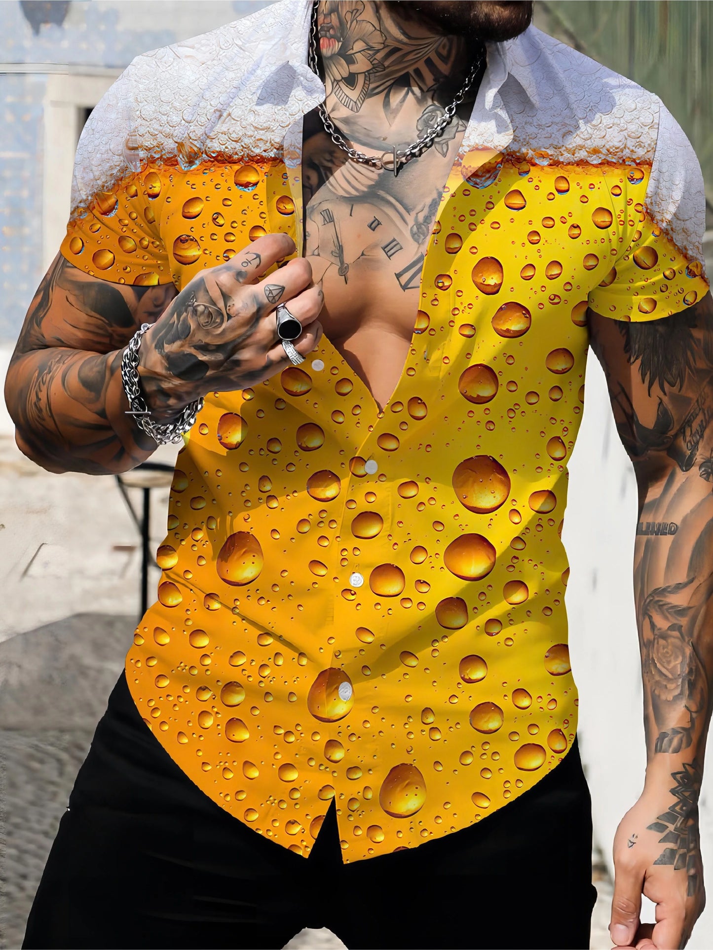 Men's Hawaiian 3D Print Short Sleeve Lapel Button Down Shirt Summer Casual Graphic Top Oversized Casual Loose Short Sleeve Shirt