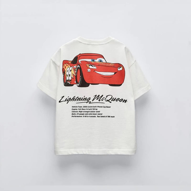 Potdemiel Summer Kids T-shirt Short Sleeve Top Cartoon Cars Pixar Lightning Mcqueen Printed Boys Clothes Baby Tops