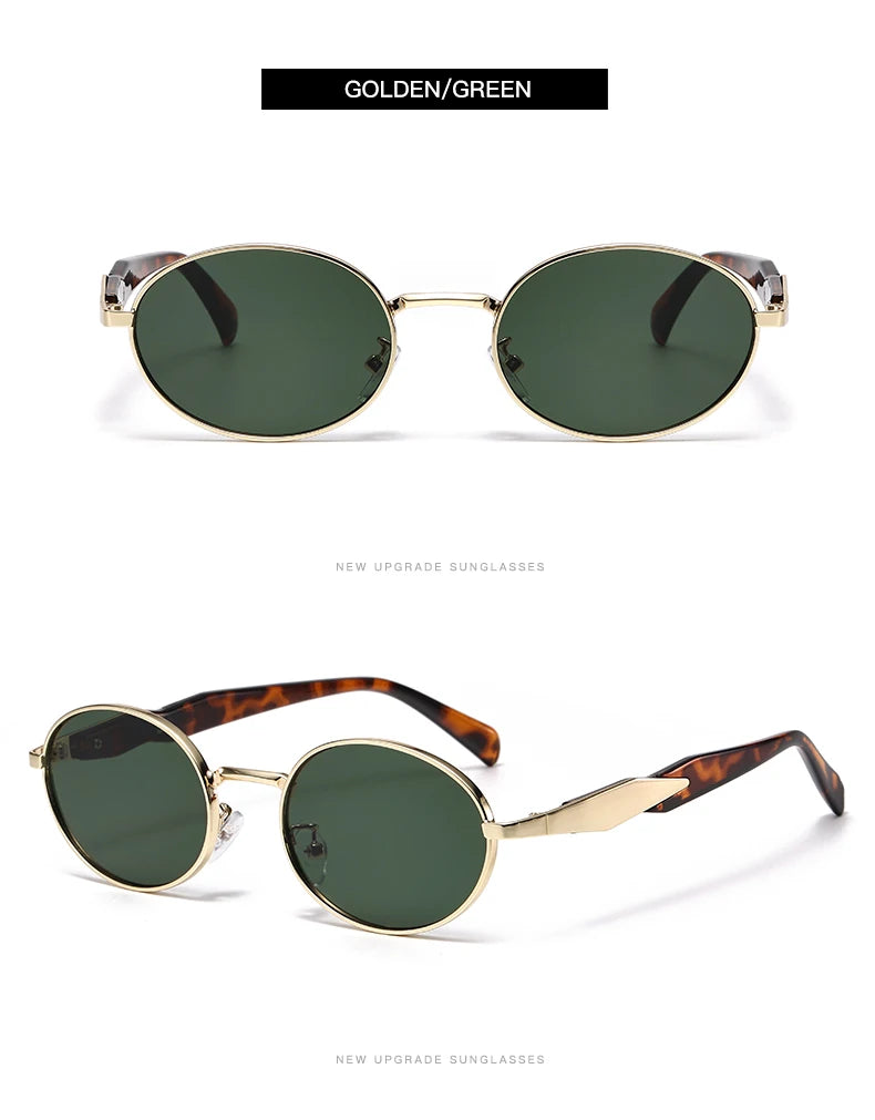 Car Sun Glasses 3pcs New  Metal Small Oval Sunglasses Women Trend High Quality Classic Men Luxury Brand Eyewear Unisex