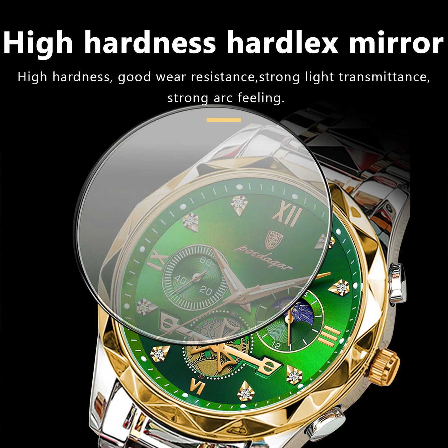 POEDAGAR Top Trendy Men Wristwatch Stainless Steel Chronograph Man Watch Waterproof Luminous Business Men's Quartz Watches Reloj