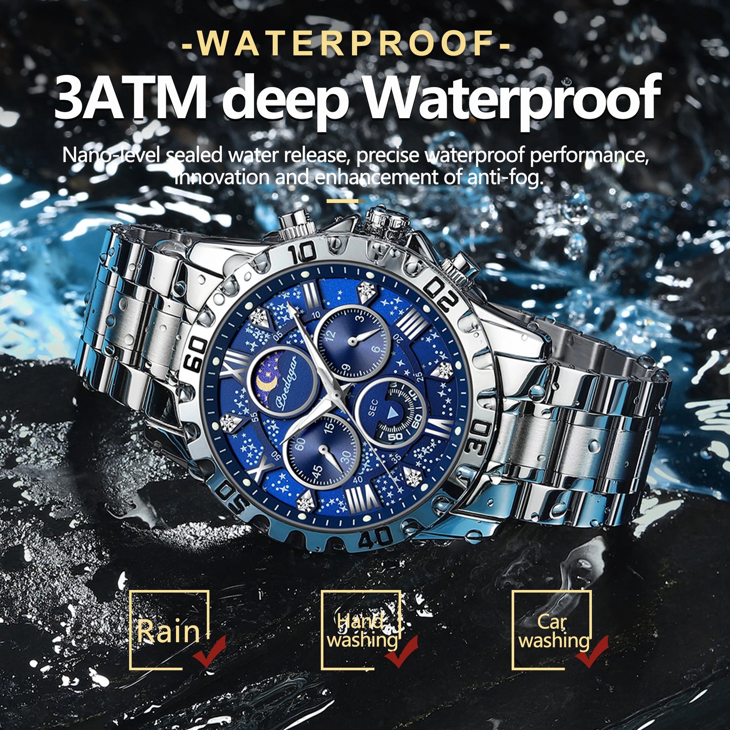 POEDAGAR Luxury Military Watches For Men Stainless Steel Quartz Waterproof Luminous Man Watch Chronograph Sport Men's Wristwatch