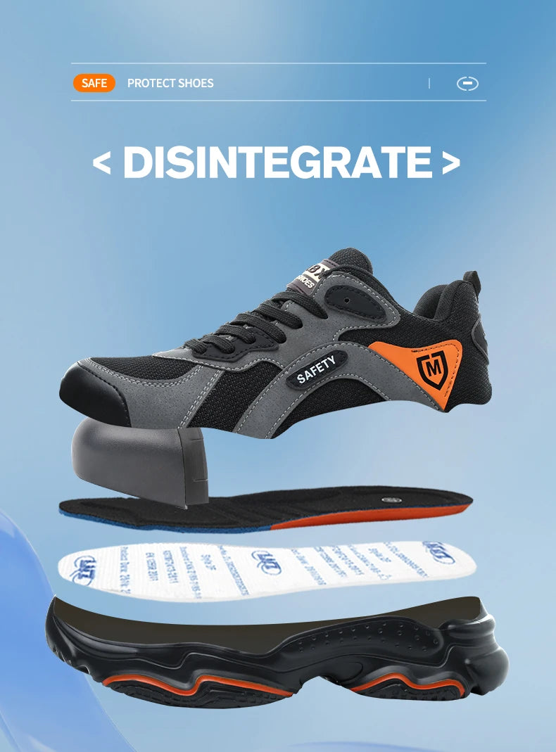 Work Sneakers for Men Safety Shoes Anti-smash Anti puncture Indestructible Shoes Breathable comfort Steel Toe Protection Shoes