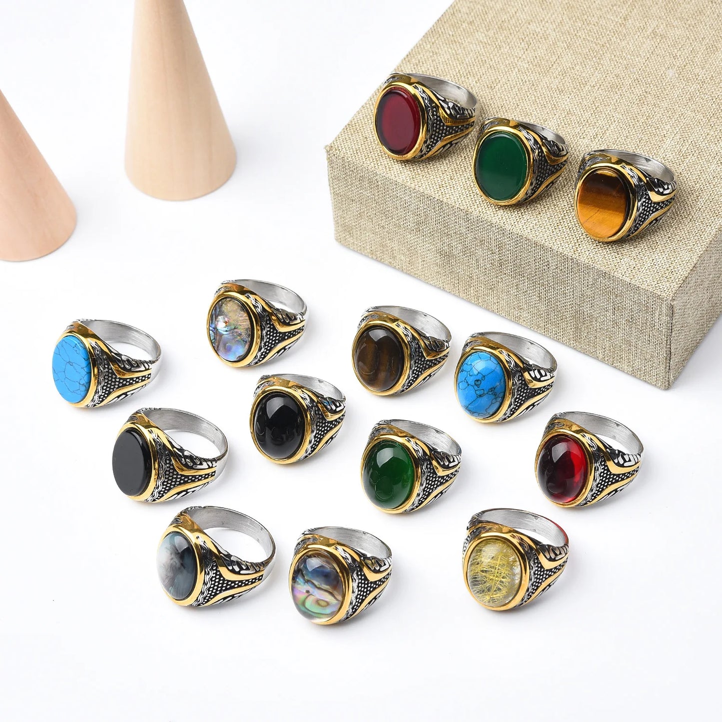 R3231Men's/Women Many Gem style colors 316LStainless Steel Rings Classic Fashion Trend Jewelry High Quality Products