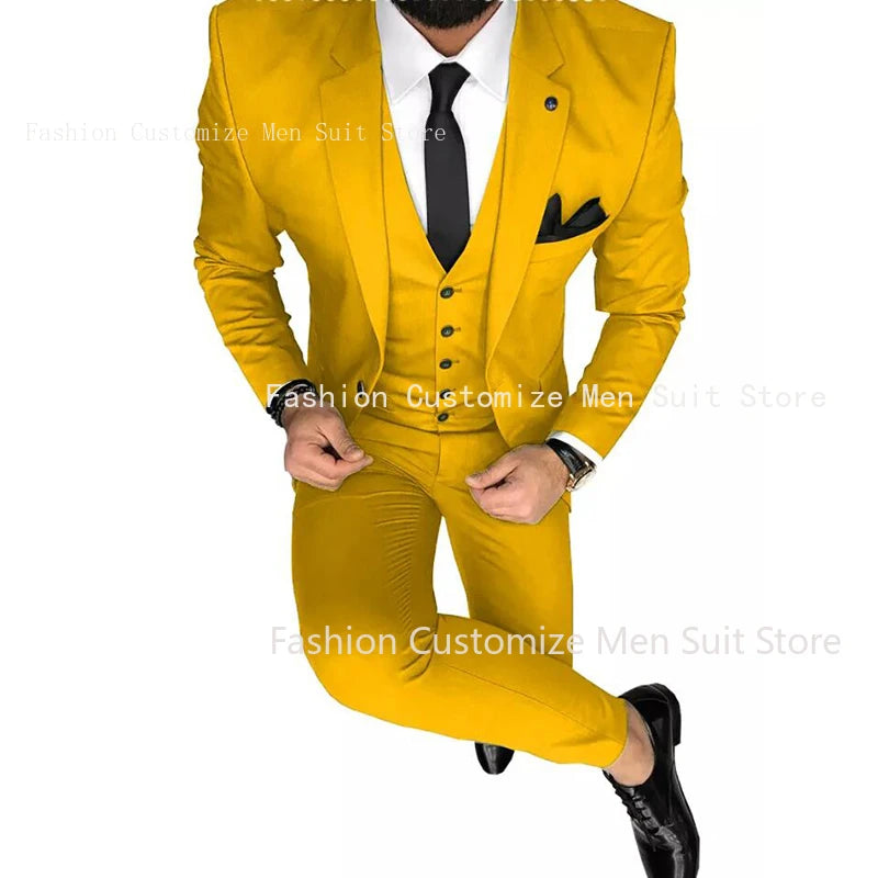 Latest Olive Green Men Suits for Groom 3 Piece Classic Wedding Tuxedo Notched Lapel Best Man Slim Fit Blazer trajes de hombre