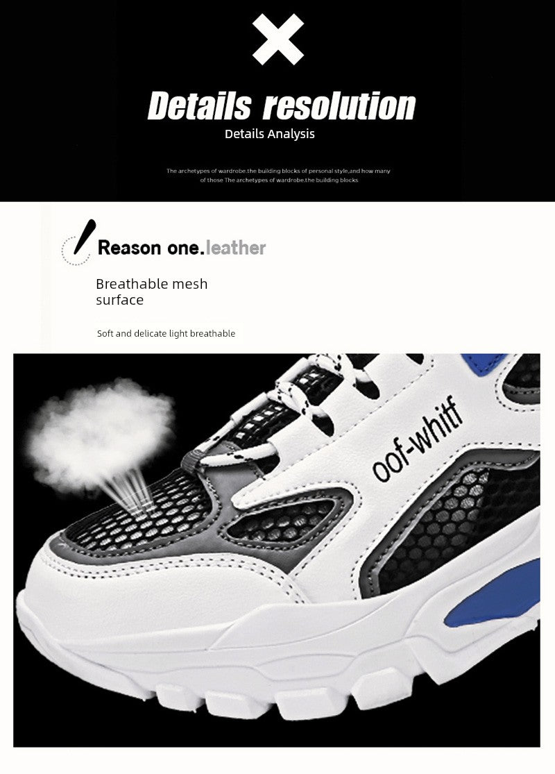 Summer Mesh Men's Breathable Shoes Sneaker Men's Summer Thin Single Mesh Plus Size Teenagers Junior High School Student Mesh Shoes
