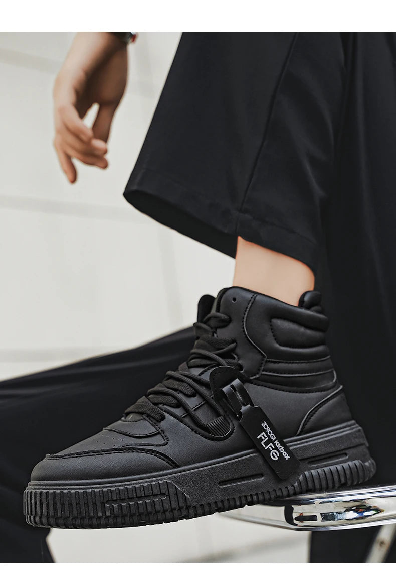 Casual Sneaker High-top Male Sneakers Loafers Shoes for Men Skateboard Sports and Leisure Wear-resistant Non-Slip All-match New