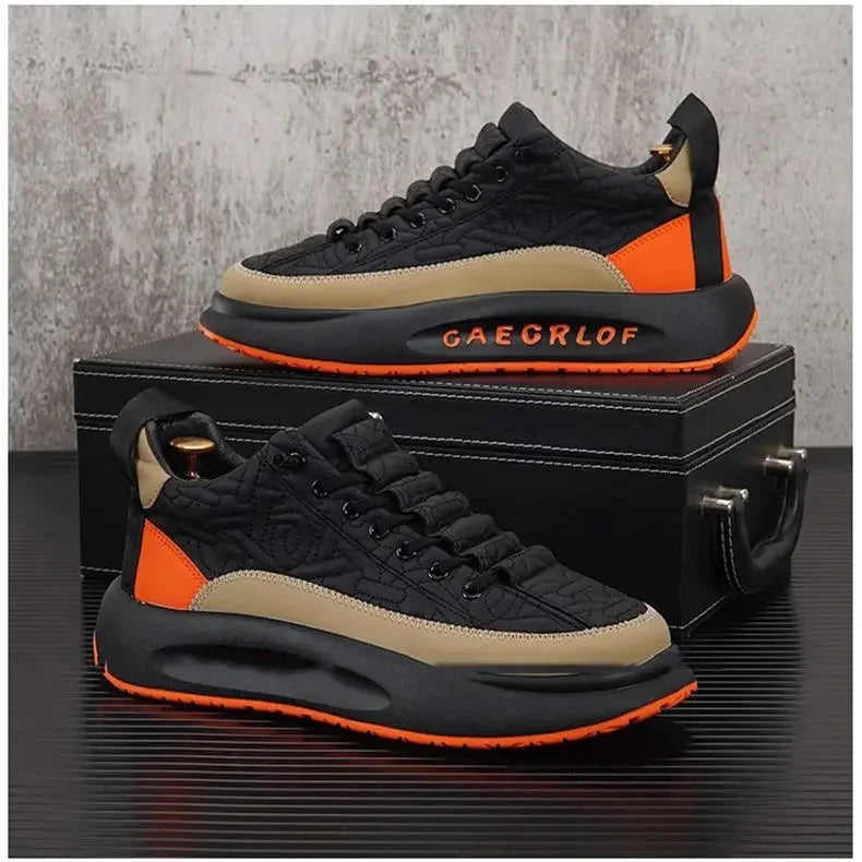 Men's Low Top Leather Sneakers - Fashionable Running & Casual Lace - Up Shoes