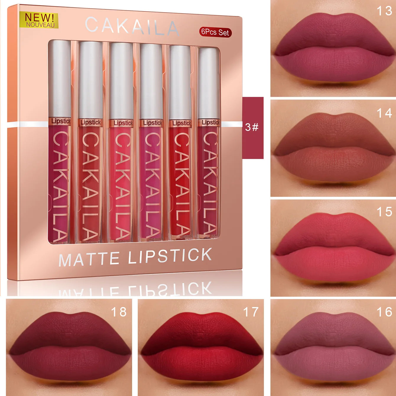 6 Pack Lip Gloss Set Matte And Long-Lasting Color Retention