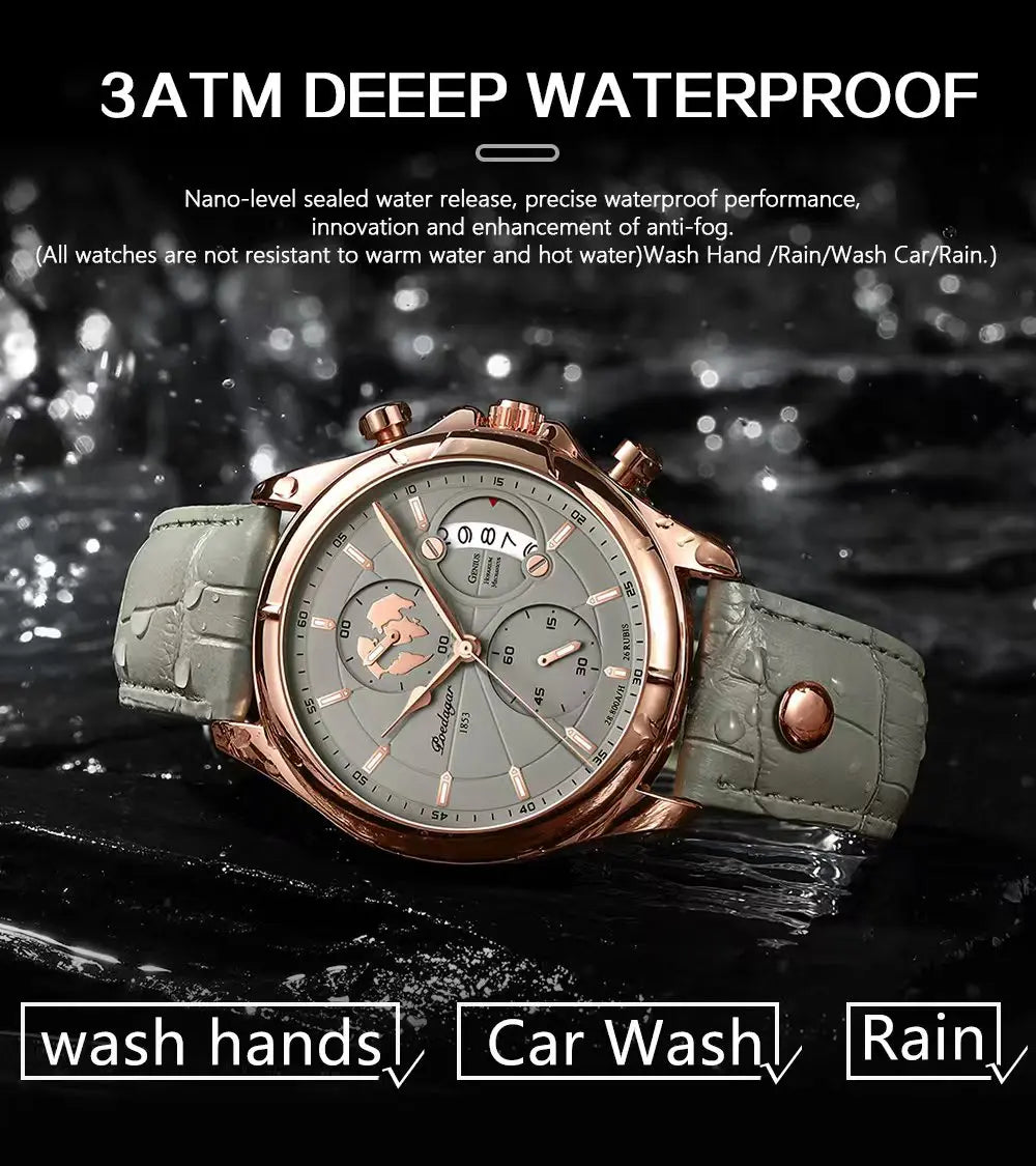 POEDAGAR Luxury Watches For Men Chronograph Date Waterproof Luminous Man Watch Leather Quartz Business Men's Watch with Box Gift