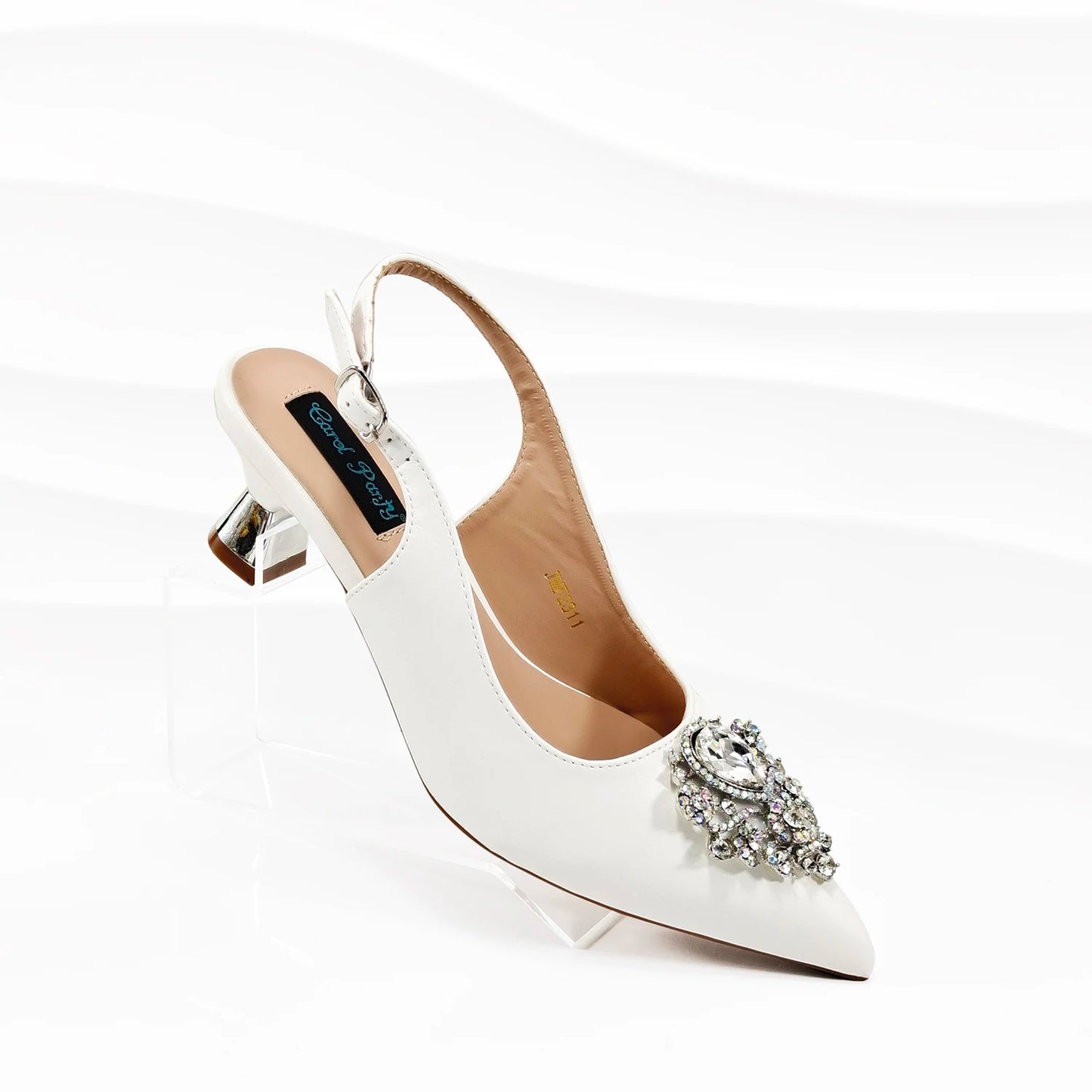 Italian Design Peach Color Pointed Toe Shoe & Bag Set Rhinestone Luxury  Women's High Heels for Parties By QSGFC