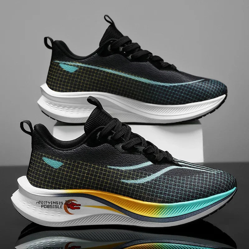 Marathon Air Cushion Carbon Plate Sports Running Shoes Men Breathable Lightweight Women's Comfortable Athletic Nonskid Sneakers